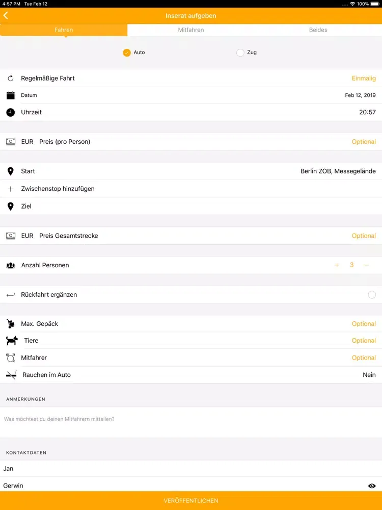 Continental Fahrgemeinschaften iPad  স্ক্রিনশট