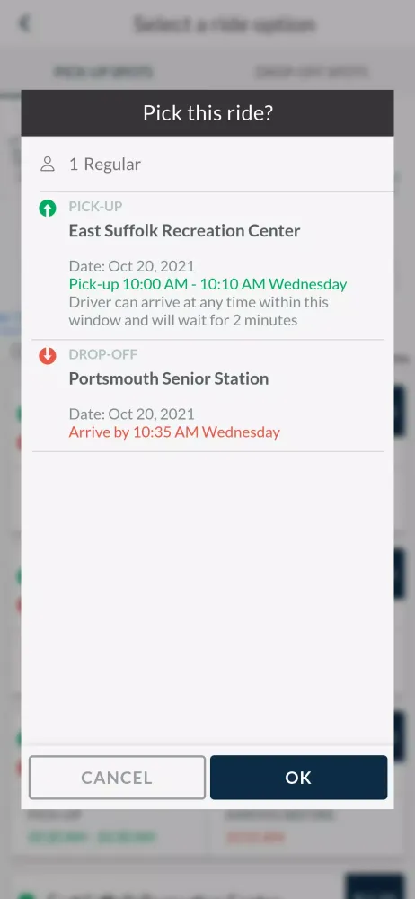Senior Services I-RIDE Screenshots