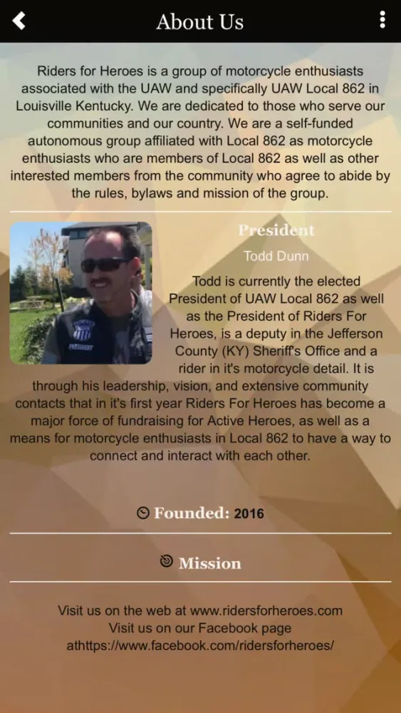 Ảnh chụp màn hình của UAW862 Riders For Heroes