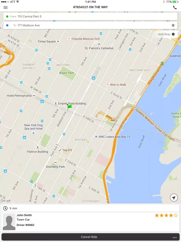 RideSafe Car Service iPad  Screenshots