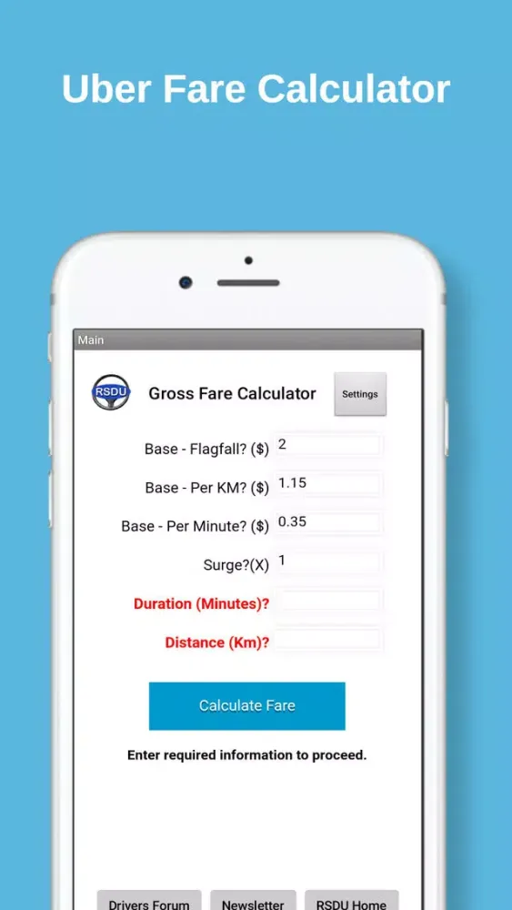 Uber Gross Fare Calculator Screenshots