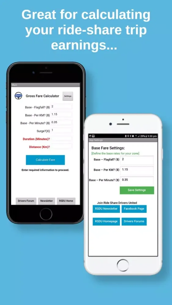 Uber Gross Fare Calculator Screenshots