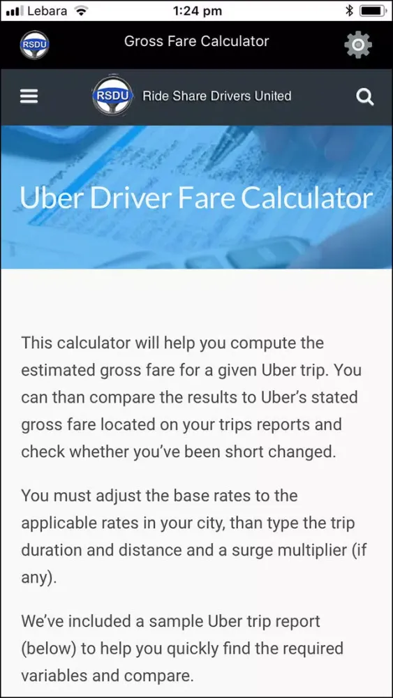 Uber Gross Fare Calculator Screenshots