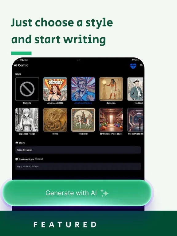 Ảnh chụp màn hình của AI Story Generator: Comic Book iPad 