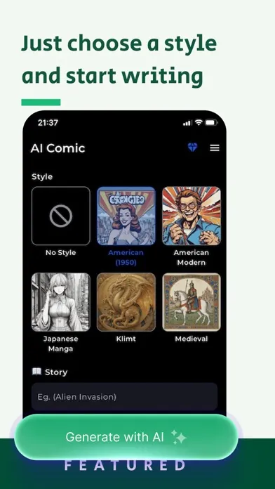 Ảnh chụp màn hình của AI Story Generator: Comic Book