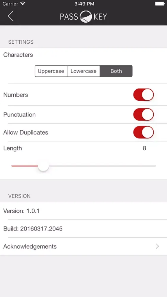Screenshot di PassKey Password Generator