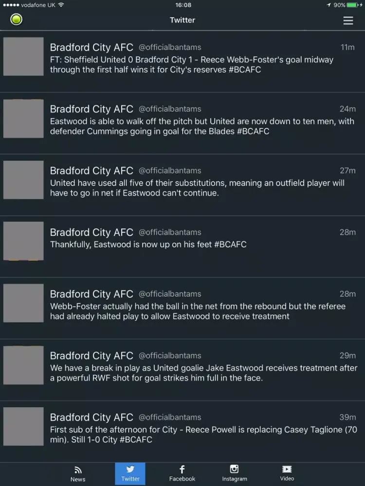 Ảnh chụp màn hình của Sport RightNow - Bradford City Edition iPad 