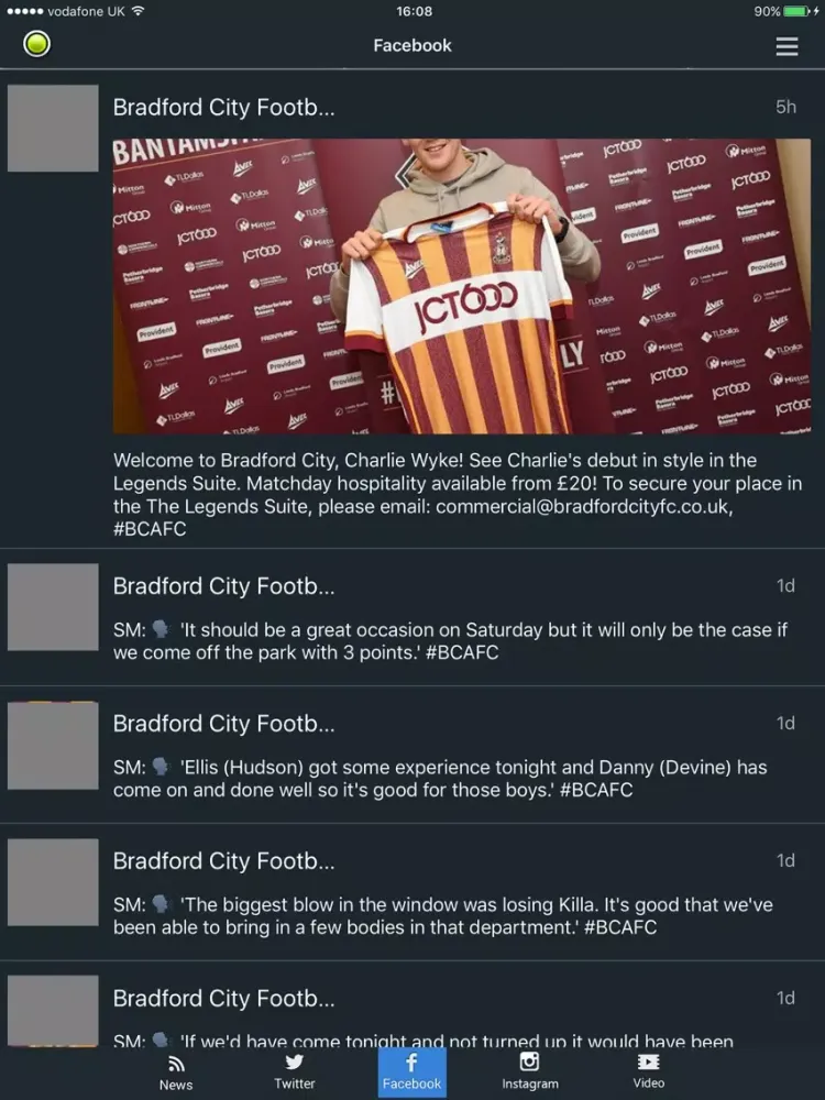 Ảnh chụp màn hình của Sport RightNow - Bradford City Edition iPad 