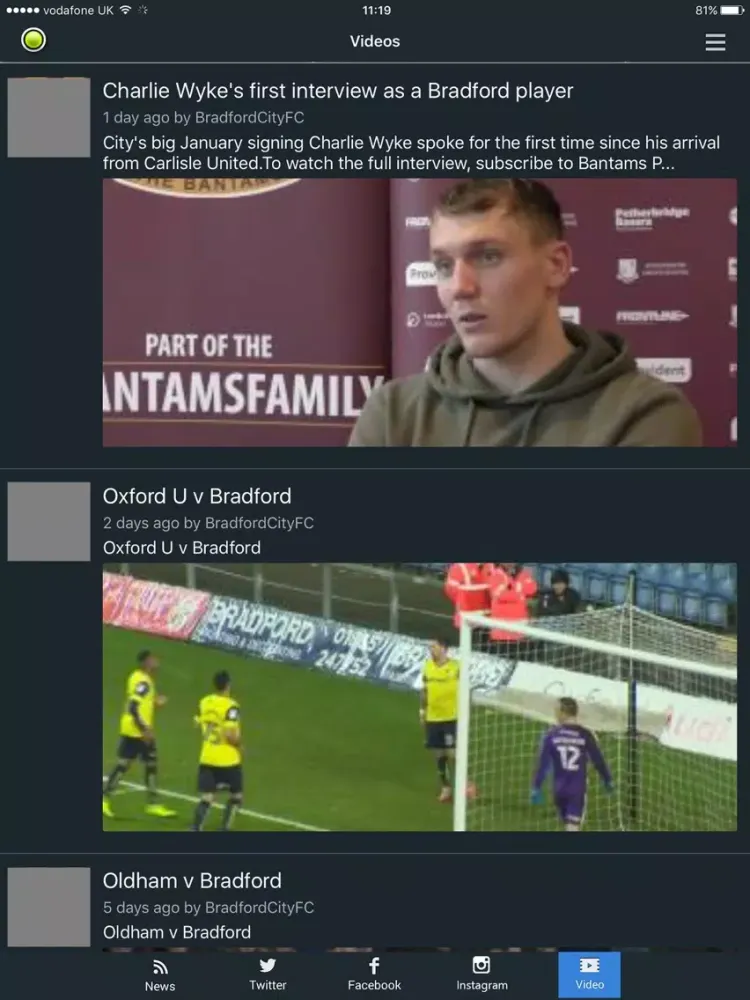Ảnh chụp màn hình của Sport RightNow - Bradford City Edition iPad 