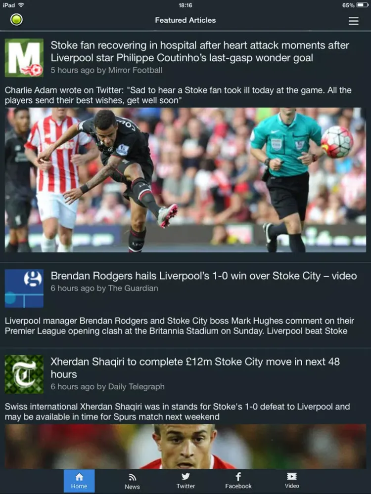 ภาพหน้าจอของ Sport RightNow - Stoke Edition iPad 