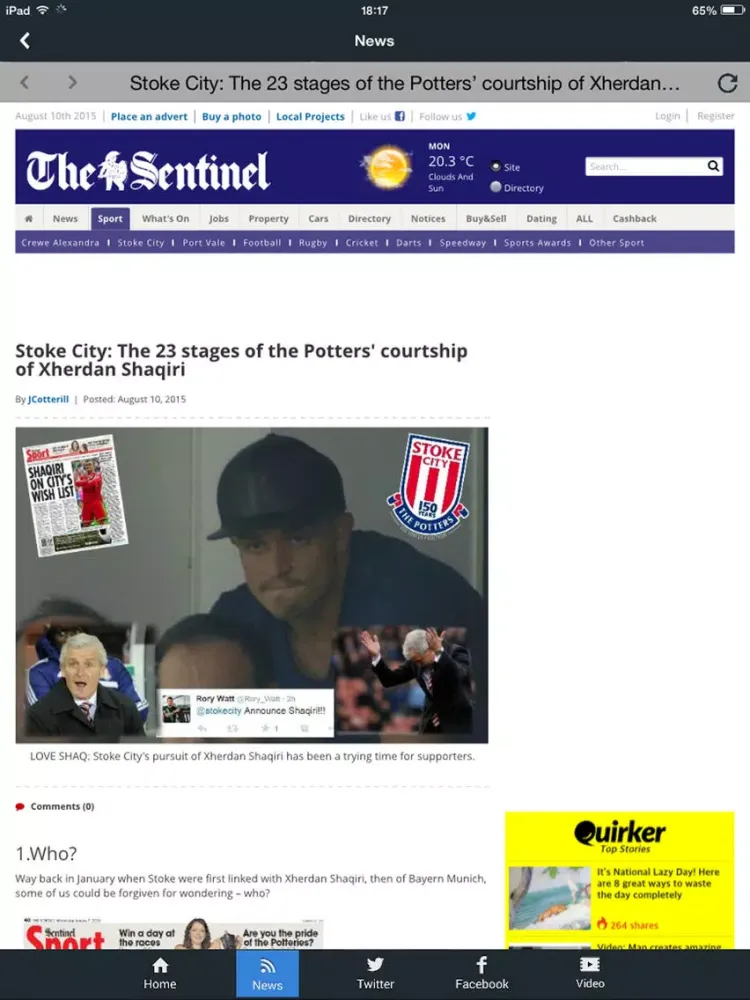 ภาพหน้าจอของ Sport RightNow - Stoke Edition iPad 