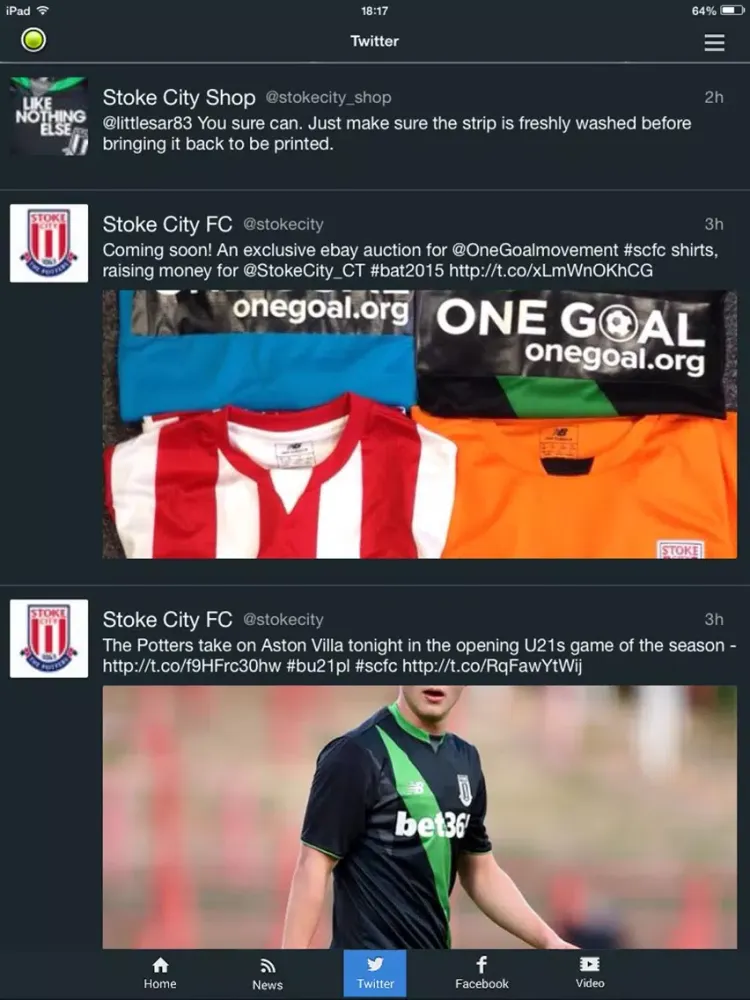 ภาพหน้าจอของ Sport RightNow - Stoke Edition iPad 