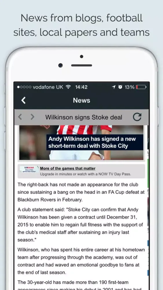 ภาพหน้าจอของ Sport RightNow - Stoke Edition