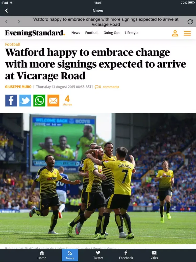 Capturas de tela do Sport RightNow - Watford Edition iPad 