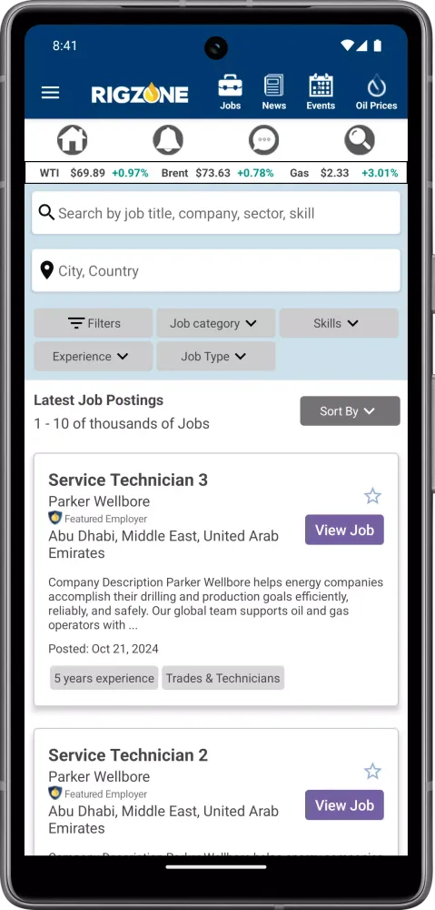ภาพหน้าจอของ Oil & Gas Jobs News Oil Prices