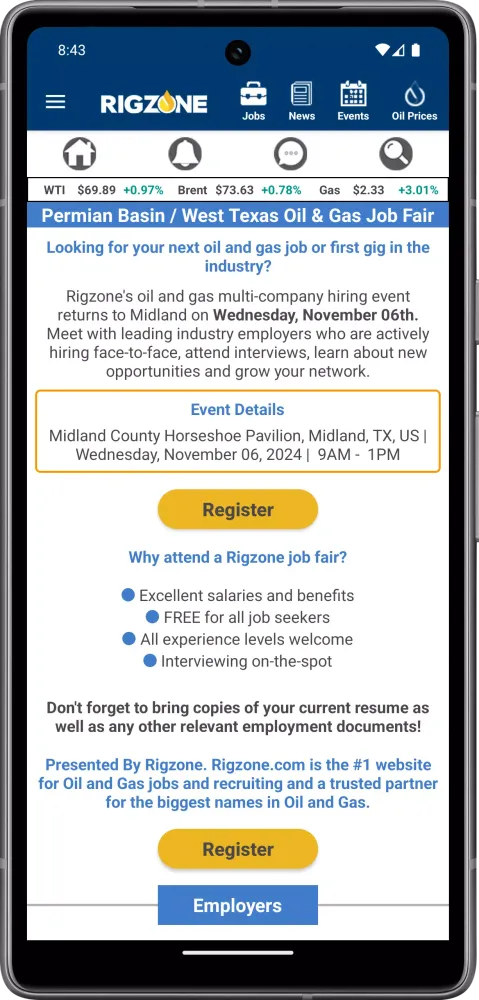 ภาพหน้าจอของ Oil & Gas Jobs News Oil Prices