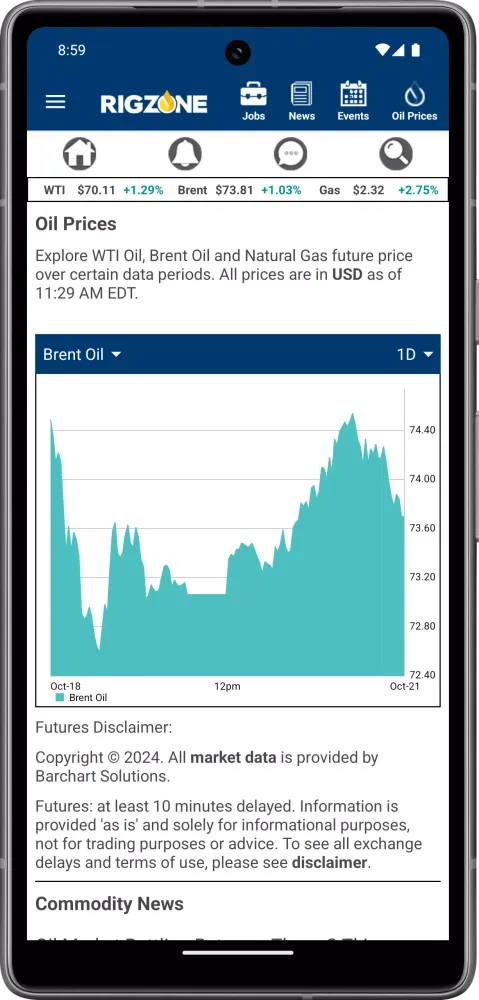 ภาพหน้าจอของ Oil & Gas Jobs News Oil Prices