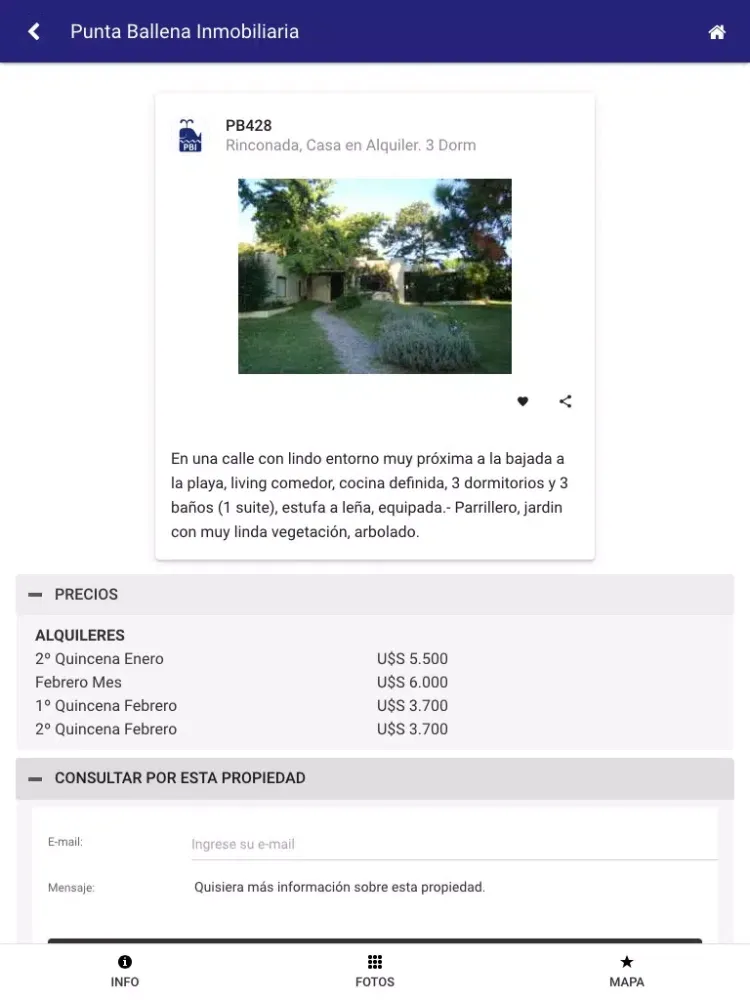 Punta Ballena Inmobiliaria iPad 應用截圖