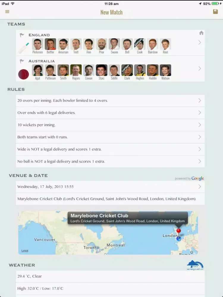 Ảnh chụp màn hình của Cricket Scorekeeper - Cricket Scoring App for iPhone/iPad iPad 
