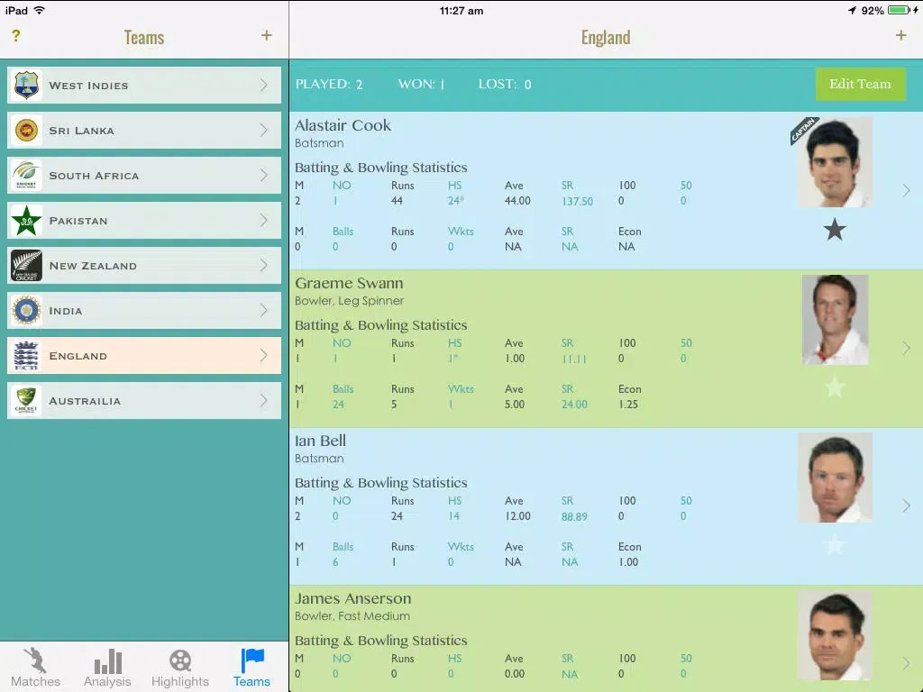 Ảnh chụp màn hình của Cricket Scorekeeper - Cricket Scoring App for iPhone/iPad iPad 