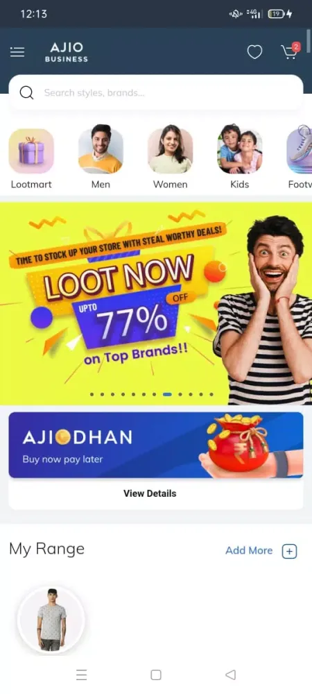 ภาพหน้าจอของ Ajio Business