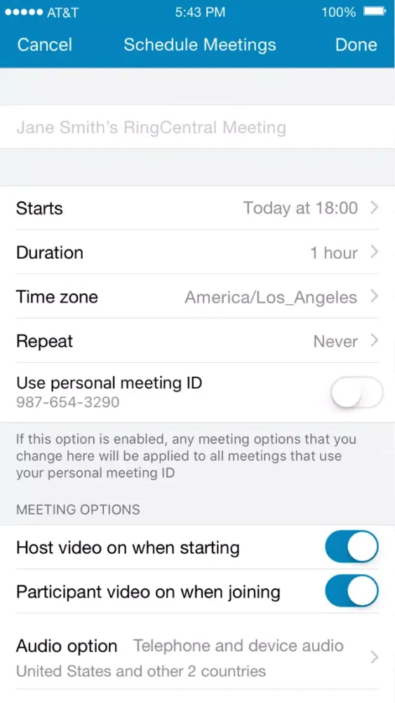 RingCentral Meetings应用截图