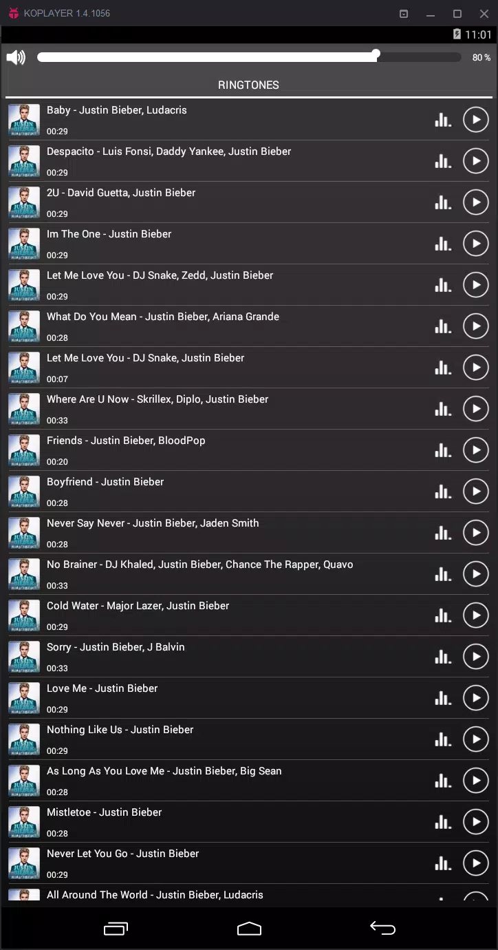 Justin Bieber Mega Hit Ringtones скриншоты приложения8