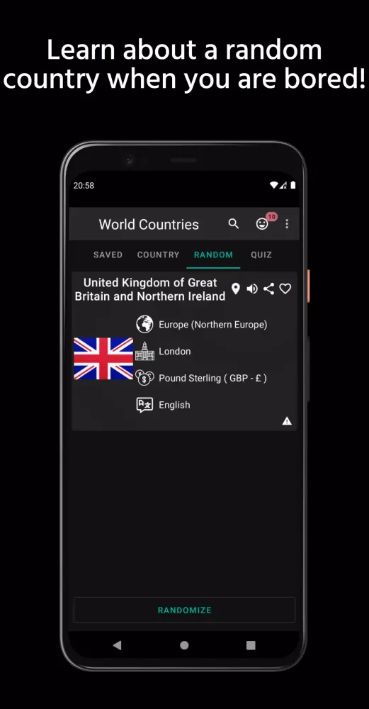 Captures d'écran de Country Capital and Flag Quiz