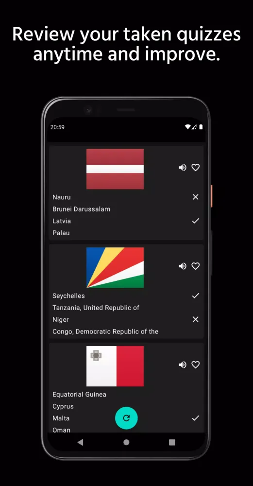 Captures d'écran de Country Capital and Flag Quiz