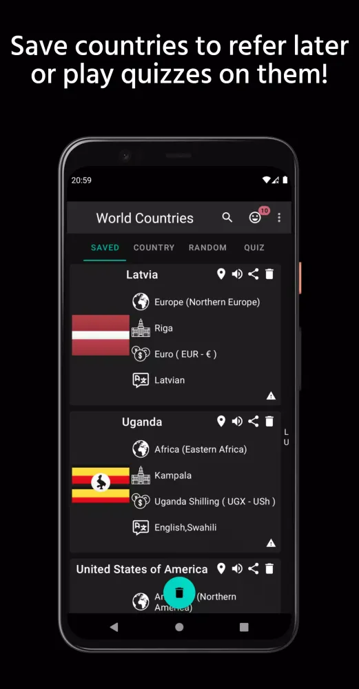 Captures d'écran de Country Capital and Flag Quiz