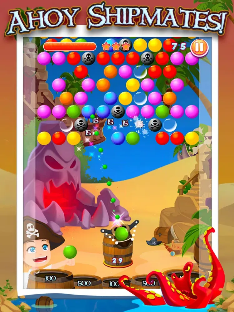 Capturas de tela do Bubble Land Pirates: Junior King Treasure Shooter Pro iPad 