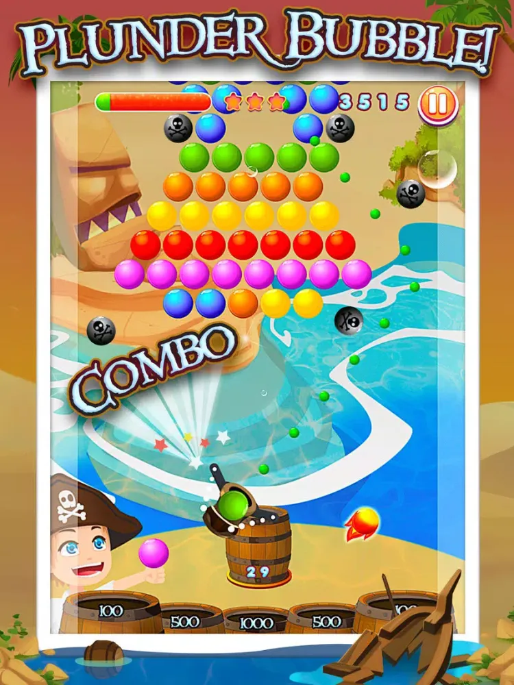 Capturas de tela do Bubble Land Pirates: Junior King Treasure Shooter Pro iPad 