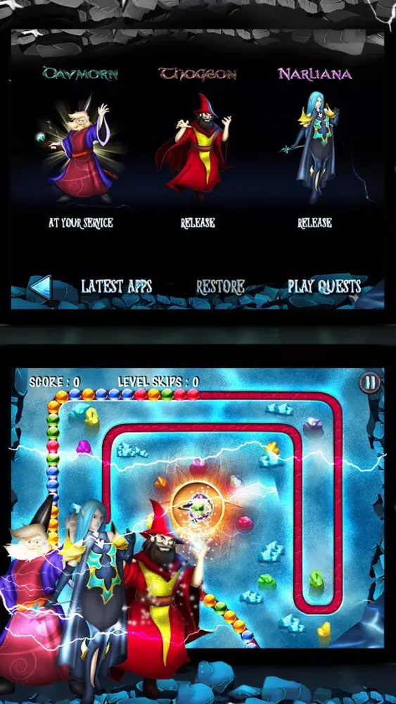 ภาพหน้าจอของ Frozen Ice Wizards & Witch in the Revenge of the Ancient Marble Blast