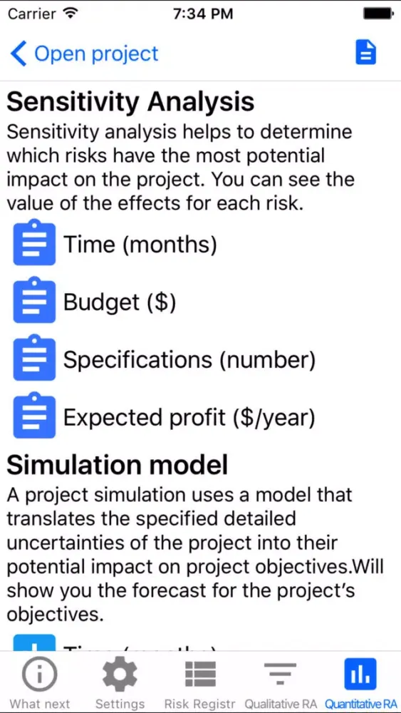 Screenshot di Risk Analysis +