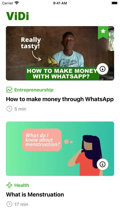 Captures d'écran de ViDi – Video Learning App