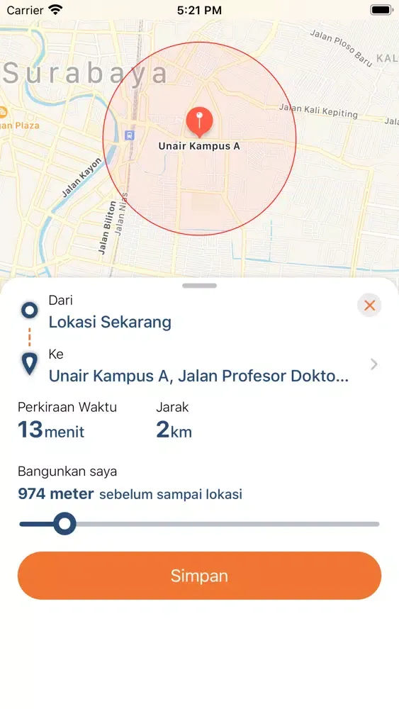 Ảnh chụp màn hình của Tiba: Location Alarm