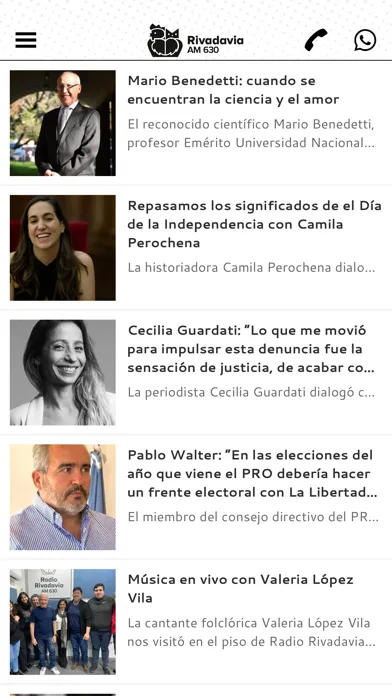 Capturas de tela do Radio Rivadavia AM630