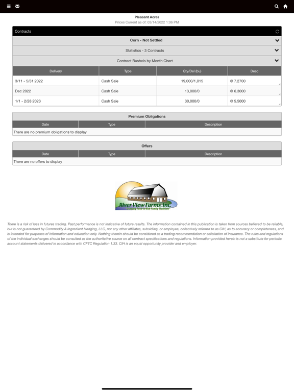 River View Farms Grain Portal iPad  سکرین شاٹس