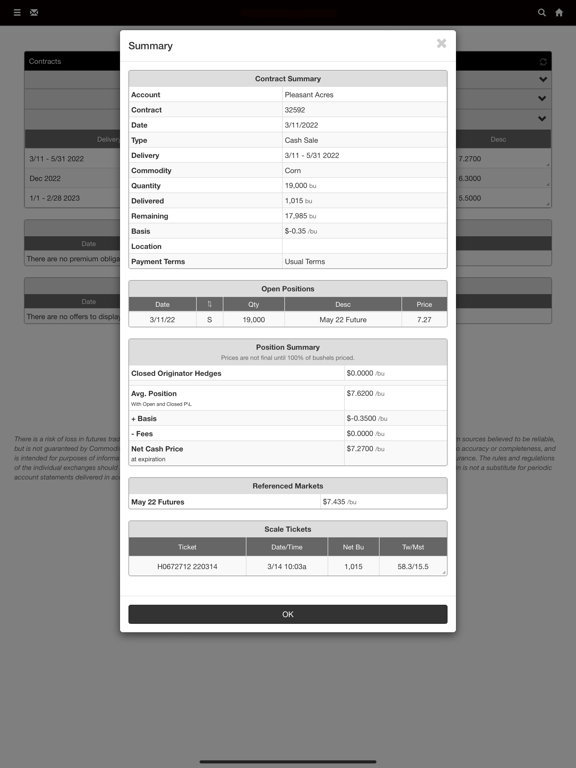 River View Farms Grain Portal iPad  سکرین شاٹس