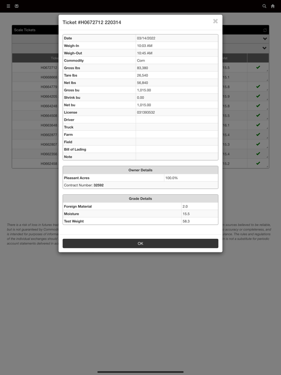 River View Farms Grain Portal iPad  سکرین شاٹس