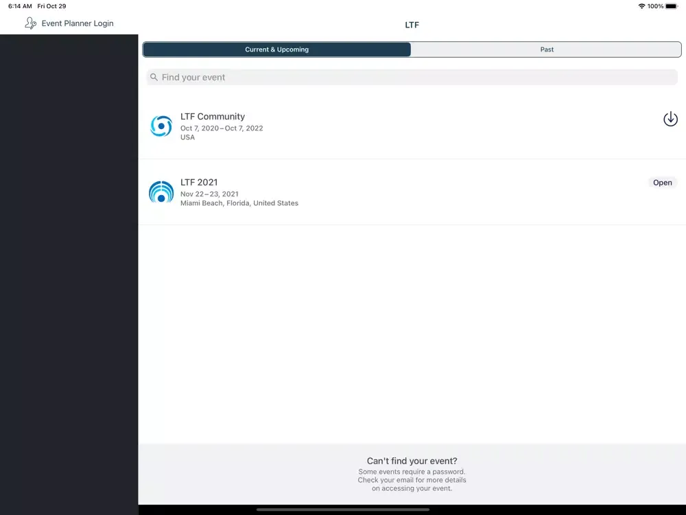 Capturas de tela do Latam Tech Forum iPad 