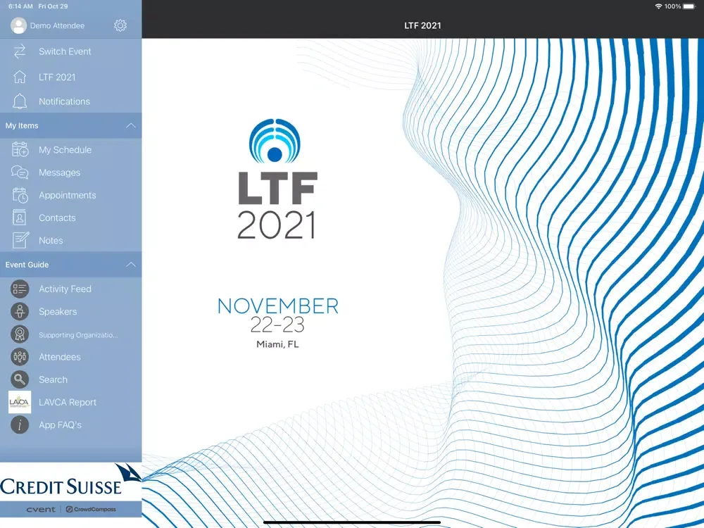 Capturas de tela do Latam Tech Forum iPad 