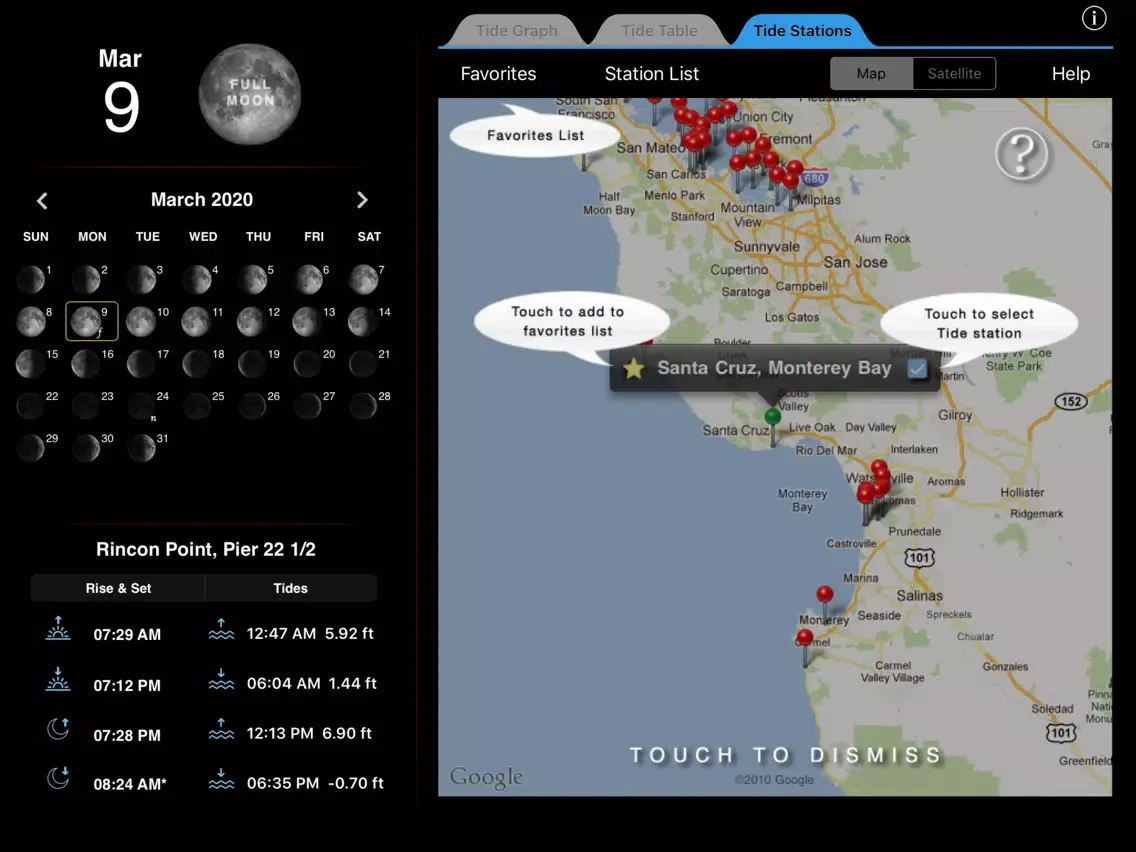 Tangkapan layar TideTrac iPad 