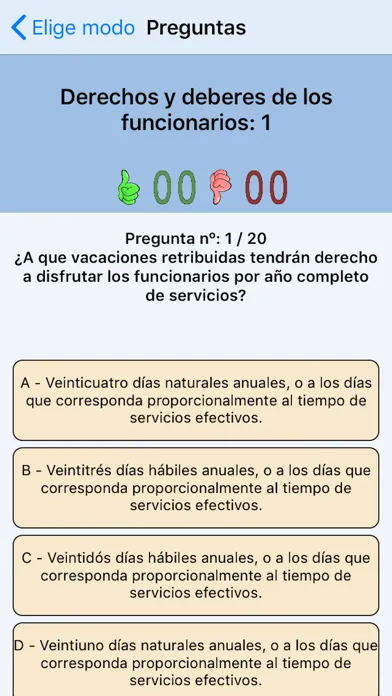Zrzuty ekranu TestOpos Auxiliar Admon Estado