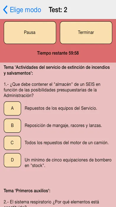 Capturas de pantalla de Bomberos Test
