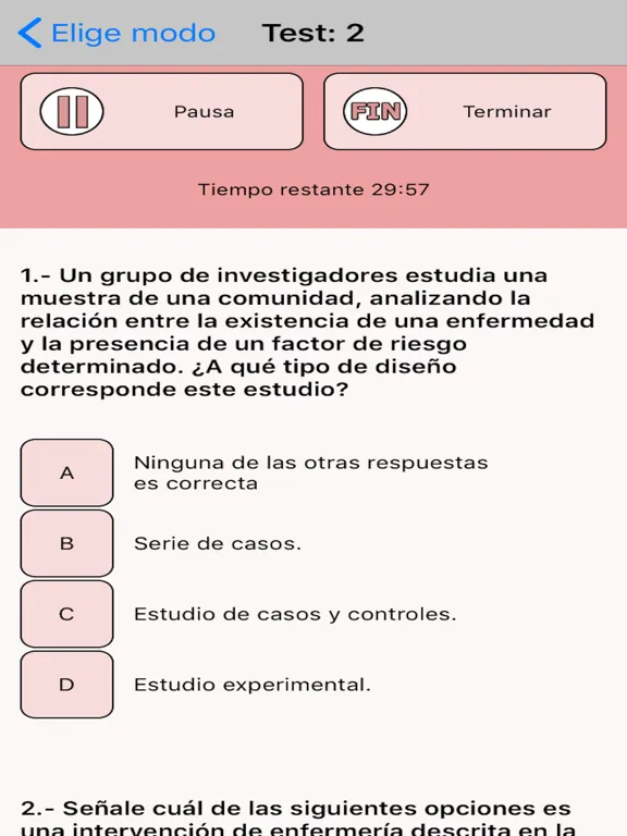 Captures d'écran de TestOpos Enfermería iPad 