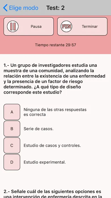 Captures d'écran de TestOpos Enfermería