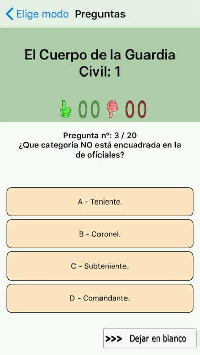 Ảnh chụp màn hình của TestOpos Guardia Civil 2020