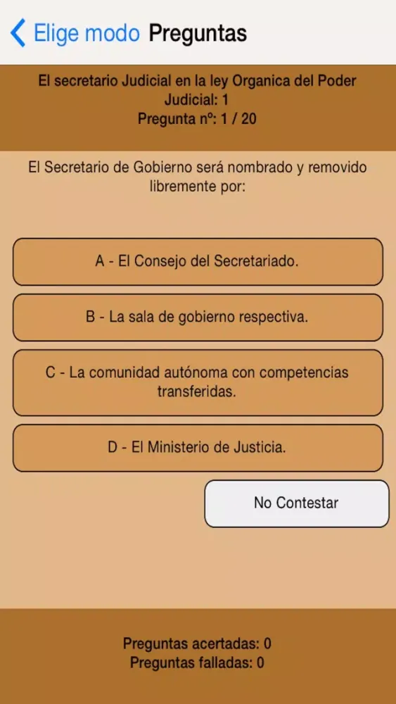Screenshot di Justicia Test Examenes