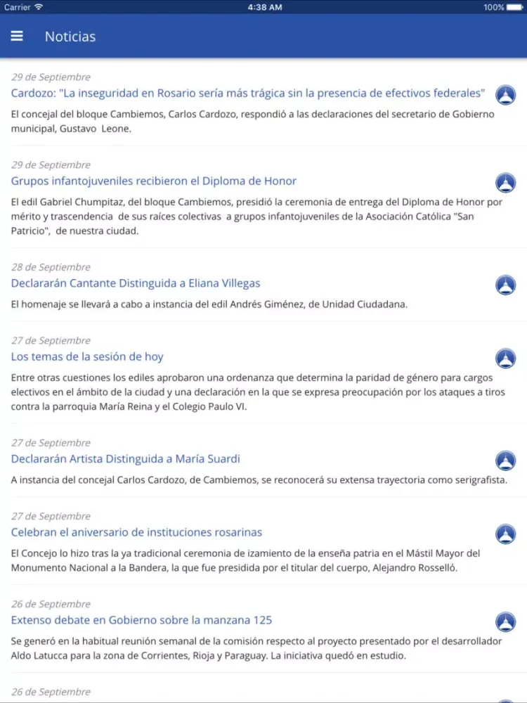 Capturas de tela do Concejo Rosario iPad 